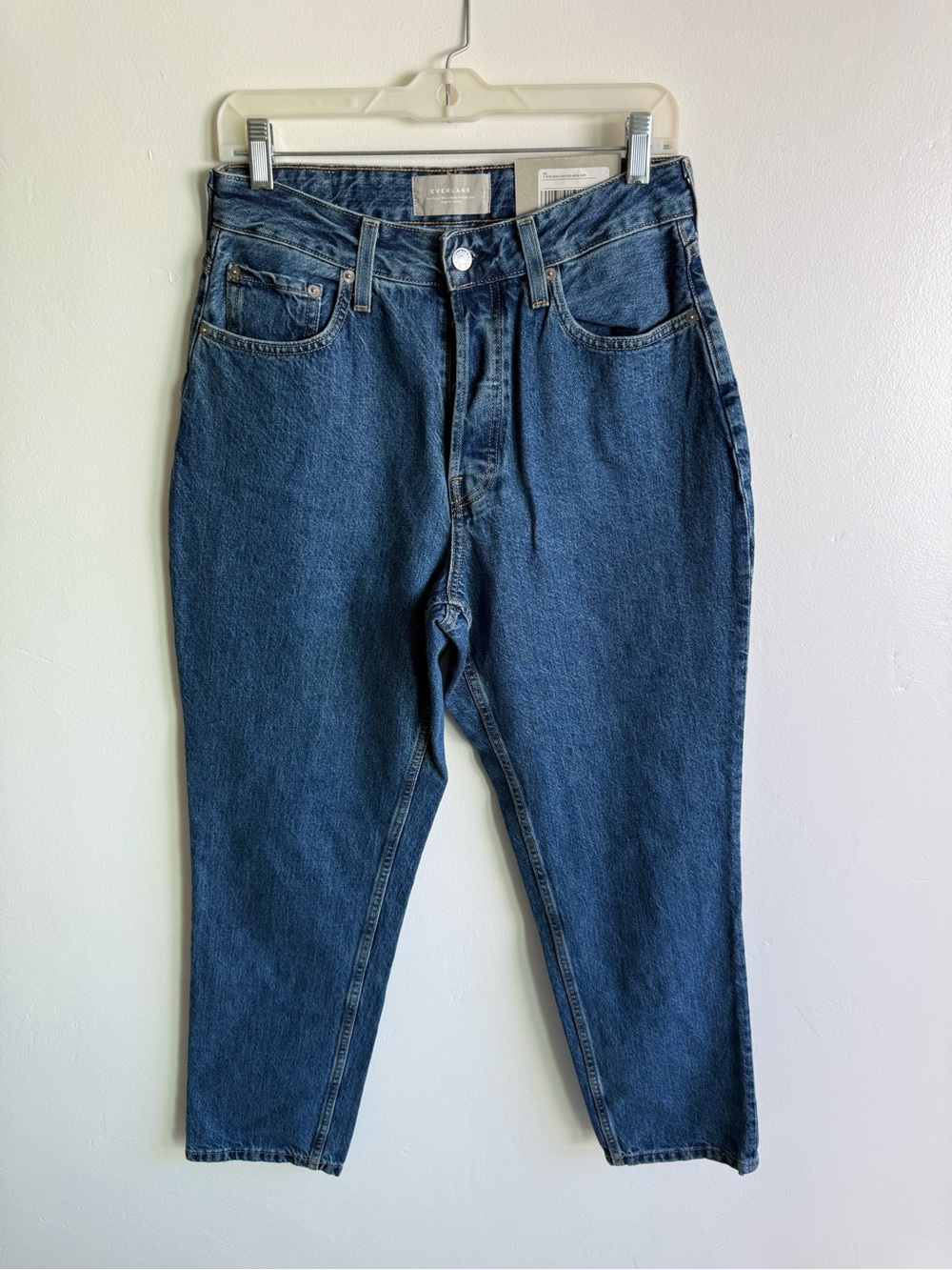 Everlane Straight Leg Jeans in Classic Blue Denim